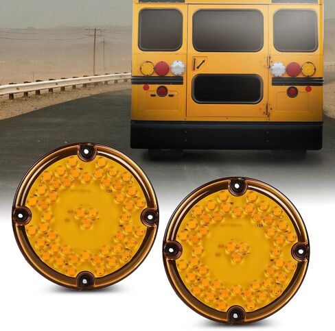 G-PLUS 2pcs 7" Round Amber 47-LED Turn Signal Tail Light Fit for Transit Vehicles Refuse Hauler 7" Round 47-LED Tail Lights Yellow in Saudi Arabia