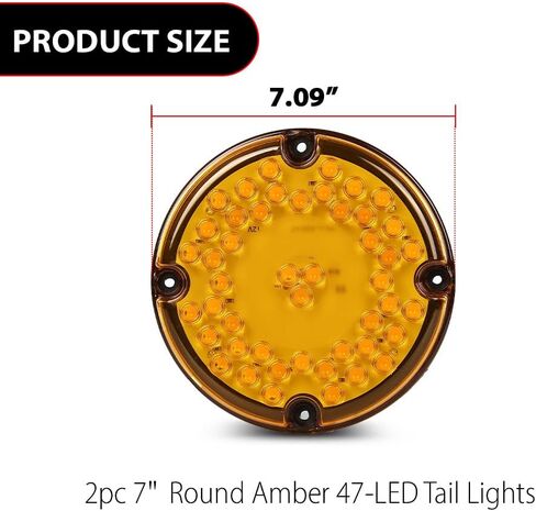 G-PLUS 2pcs 7" Round Amber 47-LED Turn Signal Tail Light Fit for Transit Vehicles Refuse Hauler 7" Round 47-LED Tail Lights Yellow in Saudi Arabia
