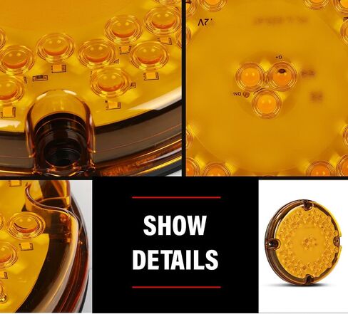 G-PLUS 2pcs 7" Round Amber 47-LED Turn Signal Tail Light Fit for Transit Vehicles Refuse Hauler 7" Round 47-LED Tail Lights Yellow in Saudi Arabia