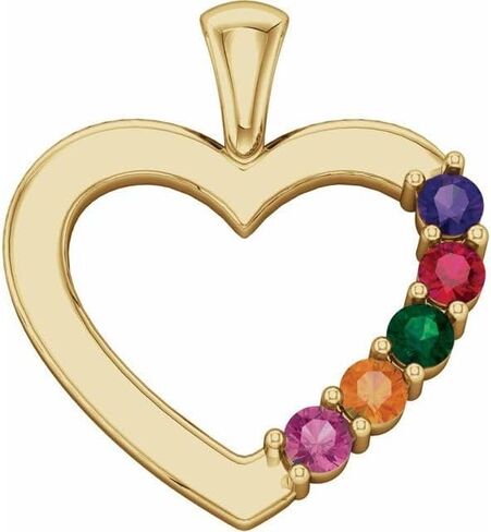 Trustmark Jewelers 14K Yellow Gold Custom Made 1 to 5 Birthstone Heart Family Slide Pendant in Saudi Arabia
