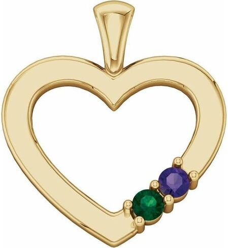 Trustmark Jewelers 14K Yellow Gold Custom Made 1 to 5 Birthstone Heart Family Slide Pendant in Saudi Arabia