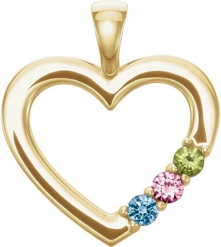 Trustmark Jewelers 14K Yellow Gold Custom Made 1 to 5 Birthstone Heart Family Slide Pendant in Saudi Arabia