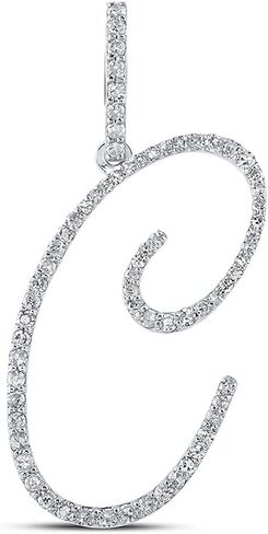 Jewels By Lux 10K White Or Yellow Gold Womens Round Diamond C Initial Letter Pendant 3/8 Cttw in Saudi Arabia