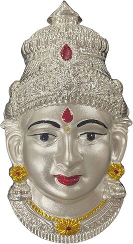 925 Sterling Silver Lakshmi/Varalakshmi/Ammavaru Face (تمثال #18) (وجه Lakshmi 4.5 بوصة (ht. = 4.5 "بالوزن = 45 جرام) ، فضية) in Saudi Arabia