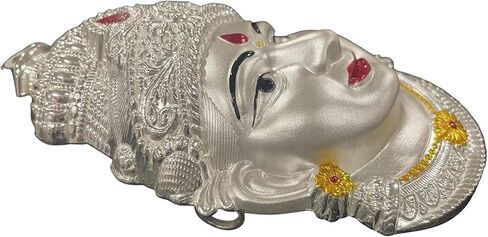 925 Sterling Silver Lakshmi/Varalakshmi/Ammavaru Face (تمثال #18) (وجه Lakshmi 4.5 بوصة (ht. = 4.5 "بالوزن = 45 جرام) ، فضية) in Saudi Arabia