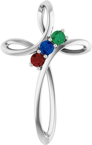 Trustmark 925 Sterling Silver Mother’s Cross Slide Pendant Custom Made for Your Family with 2.75mm Birthstones in Saudi Arabia