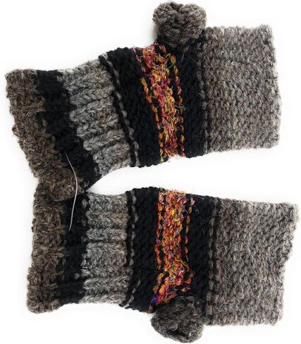 Ayuni Gifts of the World Hand Knit Fingerless Wool and Silk Texting Mittens Fleece Lined Made in Nepal in Kuwait