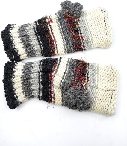 Ayuni Gifts of the World Hand Knit Fingerless Wool and Silk Texting Mittens Fleece Lined Made in Nepal in Kuwait
