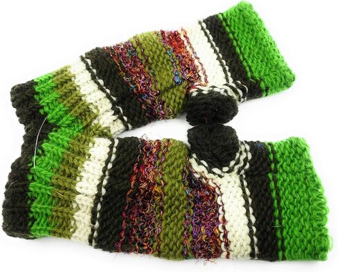 Ayuni Gifts of the World Hand Knit Fingerless Wool and Silk Texting Mittens Fleece Lined Made in Nepal in Kuwait