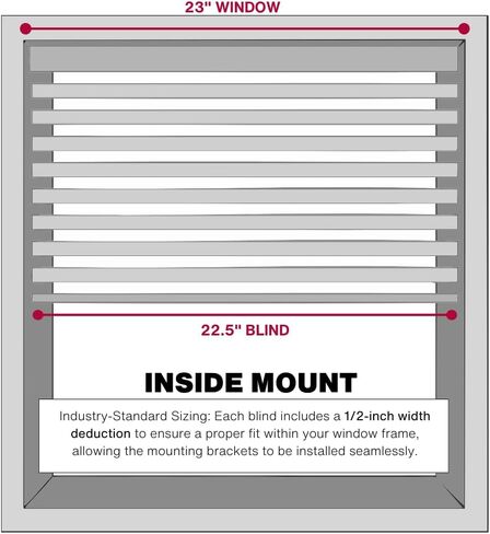 LOTUS & WINDOWARE Cordless Mini Blind, 1" Vinyl Slats, 23" Wide x 72" Long - White, Window Blinds for Home and Office, Interior Door Blinds - Light Filtering in Saudi Arabia