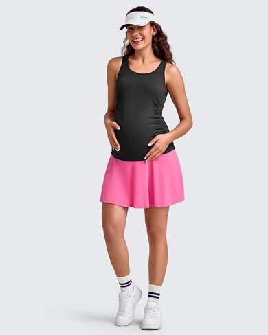 G4Free BareFeel Maternity Tennis Skirt with One Pocket Over The Belly Stretchy Pregnancy Workout Skorts Inner Shorts Golf in Saudi Arabia