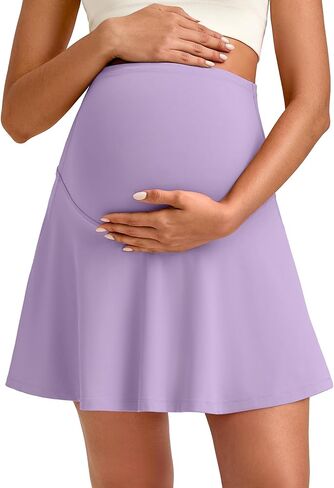 G4Free BareFeel Maternity Tennis Skirt with One Pocket Over The Belly Stretchy Pregnancy Workout Skorts Inner Shorts Golf in Saudi Arabia