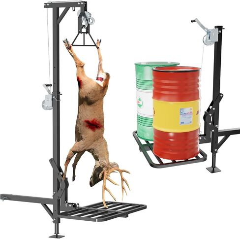 Truck Hitch Game Hunting Hoist with Lifting System - for 2'' Receiver Hitch, 360° Swivel Hitch Crane & Lift - Truck Bed Hoist Kit with Winch/Gambrel - 500lbs Capacity in Kuwait