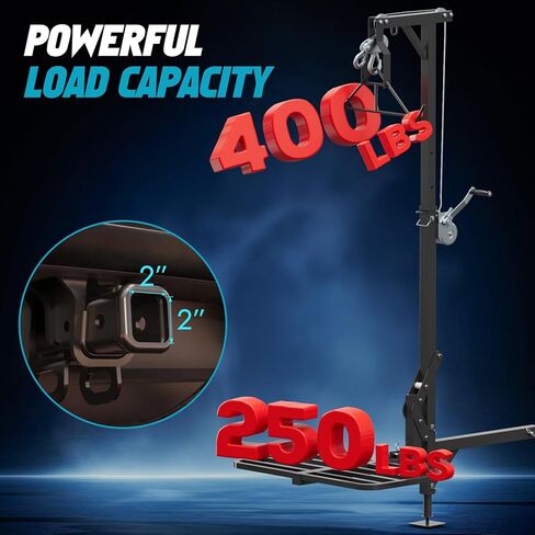 Truck Hitch Game Hunting Hoist with Lifting System - for 2'' Receiver Hitch, 360° Swivel Hitch Crane & Lift - Truck Bed Hoist Kit with Winch/Gambrel - 500lbs Capacity in Kuwait