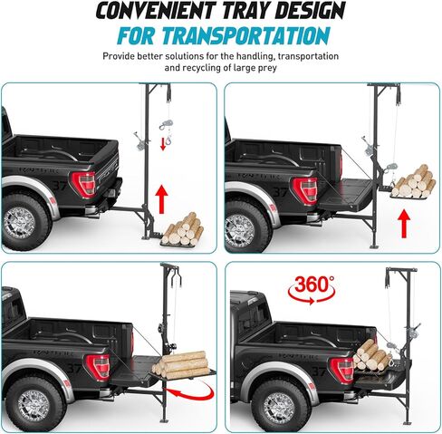 Truck Hitch Game Hunting Hoist with Lifting System - for 2'' Receiver Hitch, 360° Swivel Hitch Crane & Lift - Truck Bed Hoist Kit with Winch/Gambrel - 500lbs Capacity in Kuwait
