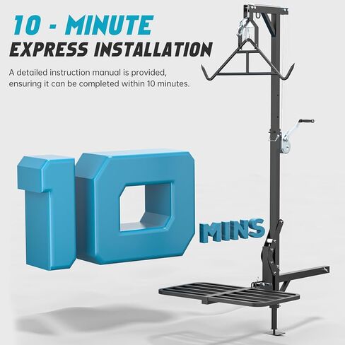 Truck Hitch Game Hunting Hoist with Lifting System - for 2'' Receiver Hitch, 360° Swivel Hitch Crane & Lift - Truck Bed Hoist Kit with Winch/Gambrel - 500lbs Capacity in Kuwait
