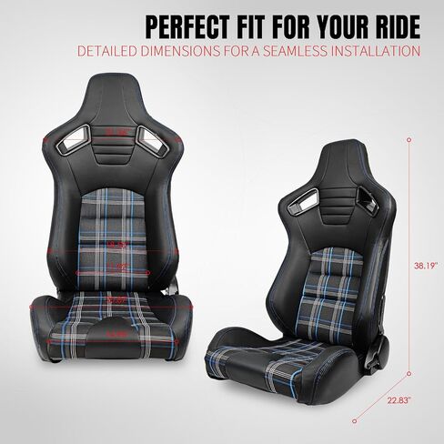 IKON MOTORSPORTS, Universal Racing Seats with 14" Dual Sliders, Grey PU W/Grey Stitching & Carbon Leather Back Reclinable Sport Bucket Seats for Cars, 1 Pair Driver Passenger Side 2PC in Kuwait