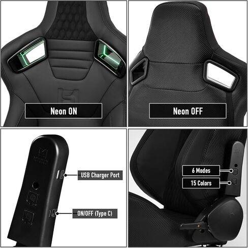 ModifyStreet [Neon Racer in VIPER-Series] Universal PVC Leather Reclinable Black with Orange Racing Seats in Kuwait