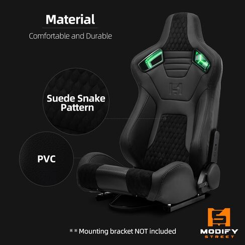 ModifyStreet [Neon Racer in VIPER-Series] Universal PVC Leather Reclinable Black with Orange Racing Seats in Kuwait