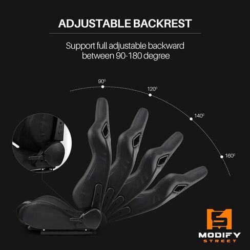 ModifyStreet [Neon Racer in VIPER-Series] Universal PVC Leather Reclinable Black with Orange Racing Seats in Kuwait