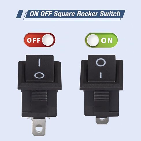 10pcs Mini Rocker Switch Off 2 Pin 2 موضع 10 × 15 مم مفتاح Rocker Rocker 3A 250V 6A125V SPST KCD11 in Kuwait