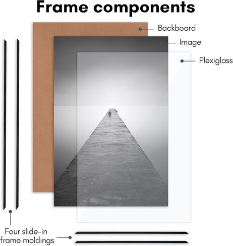 Americanflat 24x36 Poster Frame with Polished Front Cover - Slide-In Photo Frame with Buildable Molding - Fusion Collection - Picture Frame for Wall Display - Black in Saudi Arabia