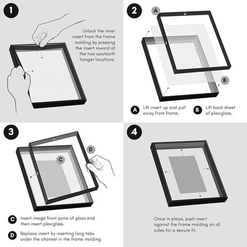 Americanflat 24x36 Poster Frame with Polished Front Cover - Slide-In Photo Frame with Buildable Molding - Fusion Collection - Picture Frame for Wall Display - Black in Saudi Arabia