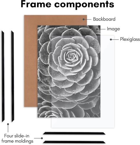 Americanflat 24x36 Poster Frame with Polished Front Cover - Slide-In Photo Frame with Buildable Molding - Fusion Collection - Picture Frame for Wall Display - Black in Saudi Arabia