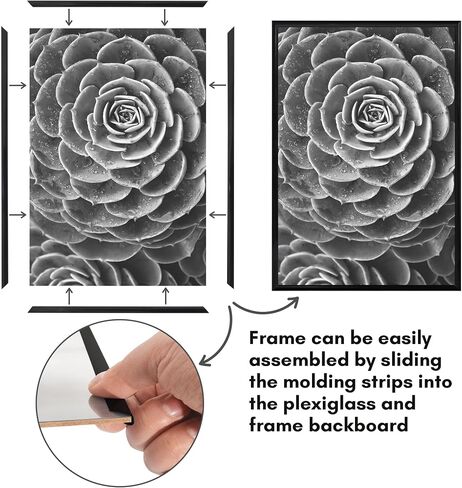 Americanflat 24x36 Poster Frame with Polished Front Cover - Slide-In Photo Frame with Buildable Molding - Fusion Collection - Picture Frame for Wall Display - Black in Saudi Arabia