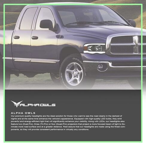 Alpha Owls 8710180 Projector Headlights With Switchback Sequential LED Bar & Startup Light - Black Amber Fits 2002-2005 Dodge Ram 1500/2003-2005 2500 3500 in Kuwait