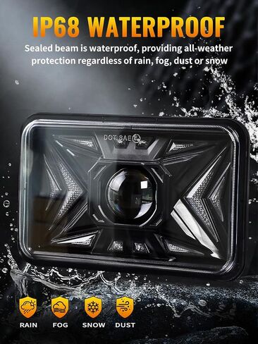 Mayello 2 PCS DOT معتمدة 4x6 بوصة المصابيح الأمامية LED مع DRL Amber Turn Light Replacement H4651 H4652 H4656 H4666 H6545 متوافق مع Peterbilt Kenworth Freightliner in Kuwait