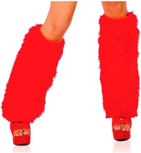 Roma Costume Halloween Party Women's Fur Boot Covers Red - One Size in Saudi Arabia