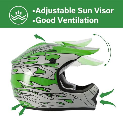 TCMT Dot Youth & Kids Motorcycle Off-Road Helmet Full Face Motocross Street Dirt Bike Mountain Bike BMX MX ATV Helmet+Goggles+Gloves New in Saudi Arabia