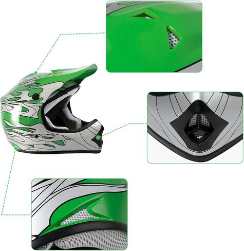 TCMT Dot Youth & Kids Motorcycle Off-Road Helmet Full Face Motocross Street Dirt Bike Mountain Bike BMX MX ATV Helmet+Goggles+Gloves New in Saudi Arabia