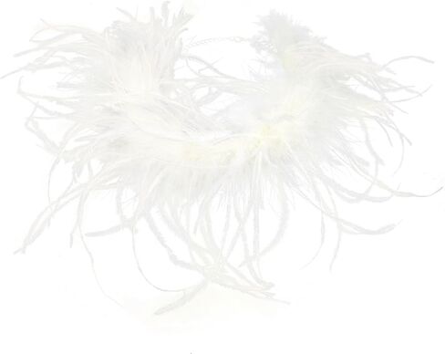 LVCOMEFF Natural Ostrich Feather Choker Lace Connection Necklace Bracelet for Women Fluffy Feathers Wedding Party Holiday Fashion Accessories in Saudi Arabia