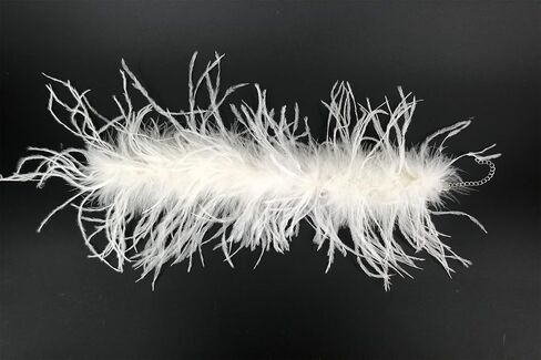 LVCOMEFF Natural Ostrich Feather Choker Lace Connection Necklace Bracelet for Women Fluffy Feathers Wedding Party Holiday Fashion Accessories in Saudi Arabia