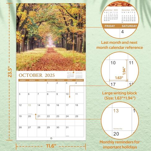 Calendar 2024-2025 - Monthly Square Wall Calendar 2024-2025, 18 months from Jul. 2024 - Dec. 2025, 12" x 24" (Open), Scenic Path Wall Calendar with Thick Paper in Kuwait