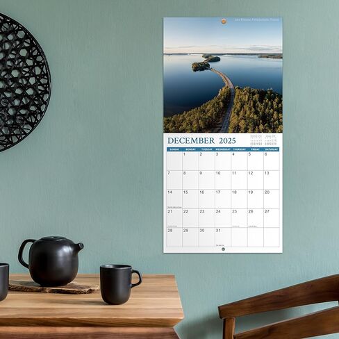 Calendar 2024-2025 - Monthly Square Wall Calendar 2024-2025, 18 months from Jul. 2024 - Dec. 2025, 12" x 24" (Open), Scenic Path Wall Calendar with Thick Paper in Kuwait