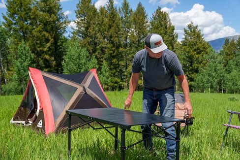 MOUNTAIN SUMMIT GEAR Heavy-Duty Roll-Top Table for Camping (Large) - Portable Aluminum-Top Folding Table with Steel Frame by Caddis Sports in Saudi Arabia