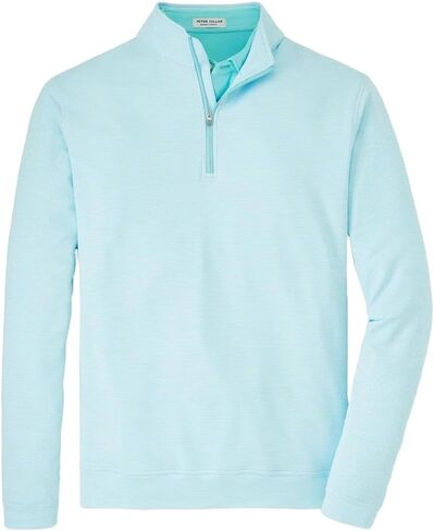 Peter Millar Men's Sugar Stripe Performance Quarter-Zip ، Cabana Blue ، كبير in Saudi Arabia