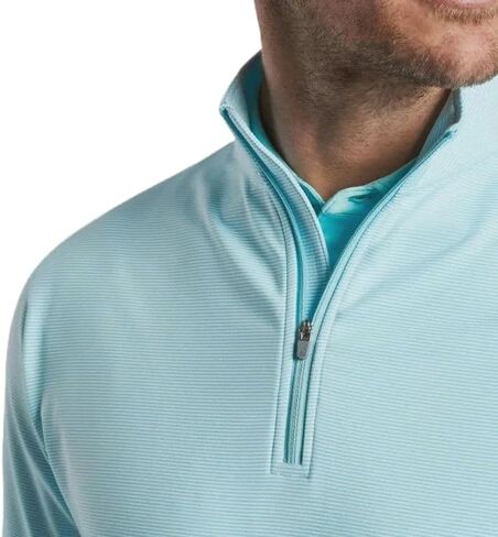 Peter Millar Men's Sugar Stripe Performance Quarter-Zip ، Cabana Blue ، كبير in Saudi Arabia