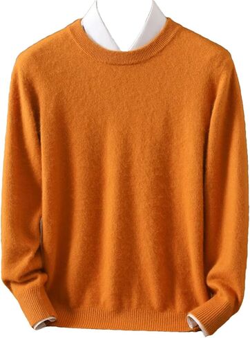 Men's 100% Cashmere Sweater Crew Neck Knit Oversized Loose Tops Winter Long Sleeve Warm Jumpers in Saudi Arabia