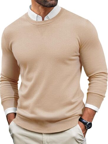 Runcati Mens Crewneck Sweaters Casual Knit Lightweight Dress Sweater Long Sleeve Slim Fit Fall Winter Pullover in Kuwait