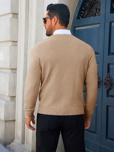 Runcati Mens Crewneck Sweaters Casual Knit Lightweight Dress Sweater Long Sleeve Slim Fit Fall Winter Pullover in Kuwait