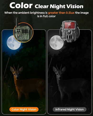 كاميرا VOOPEAK Trail WiFi، رؤية ليلية النجوم بعدسة مزدوجة أصلية 4K 60MP 30FPS كاميرات صيد ألعاب بلوتوث مع مستشعرات IMX458 لمراقبة الحياة البرية in Saudi Arabia