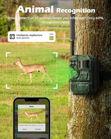 كاميرا VOOPEAK Trail WiFi، رؤية ليلية النجوم بعدسة مزدوجة أصلية 4K 60MP 30FPS كاميرات صيد ألعاب بلوتوث مع مستشعرات IMX458 لمراقبة الحياة البرية in Saudi Arabia
