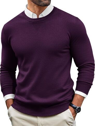 Runcati Mens Crewneck Sweaters Casual Knit Lightweight Dress Sweater Long Sleeve Slim Fit Fall Winter Pullover in Kuwait