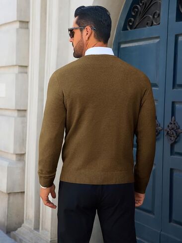 Runcati Mens Crewneck Sweaters Casual Knit Lightweight Dress Sweater Long Sleeve Slim Fit Fall Winter Pullover in Kuwait