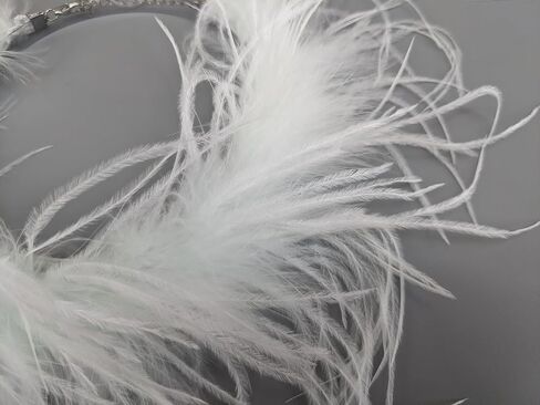 LVCOMEFF Natural Ostrich Feather Choker Lace Connection Necklace Bracelet for Women Fluffy Feathers Wedding Party Holiday Fashion Accessories in Saudi Arabia