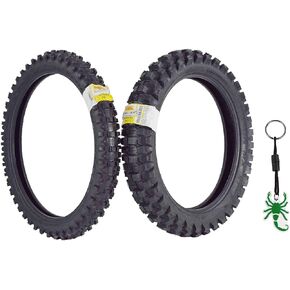 Pirelli Scorpion MX32 Mid Soft Dirt Bike Front and Rear Set MotocrossTube Type Tire with Keychain (60/100-14 F 80/100-12 R) in Kuwait